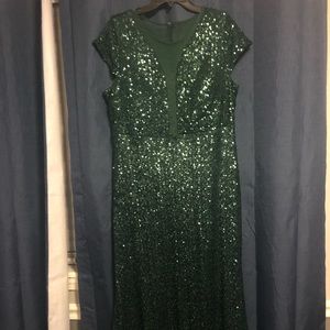 Green sequins gown